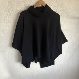 J Crew Cashmere blend Turtleneck‎ Poncho Black ONE SIZE